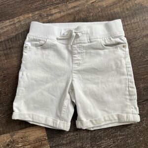 Justice White Denim Shorts Girls Pull-On Waistband Cuffed Hem‎ Size 12 Slim